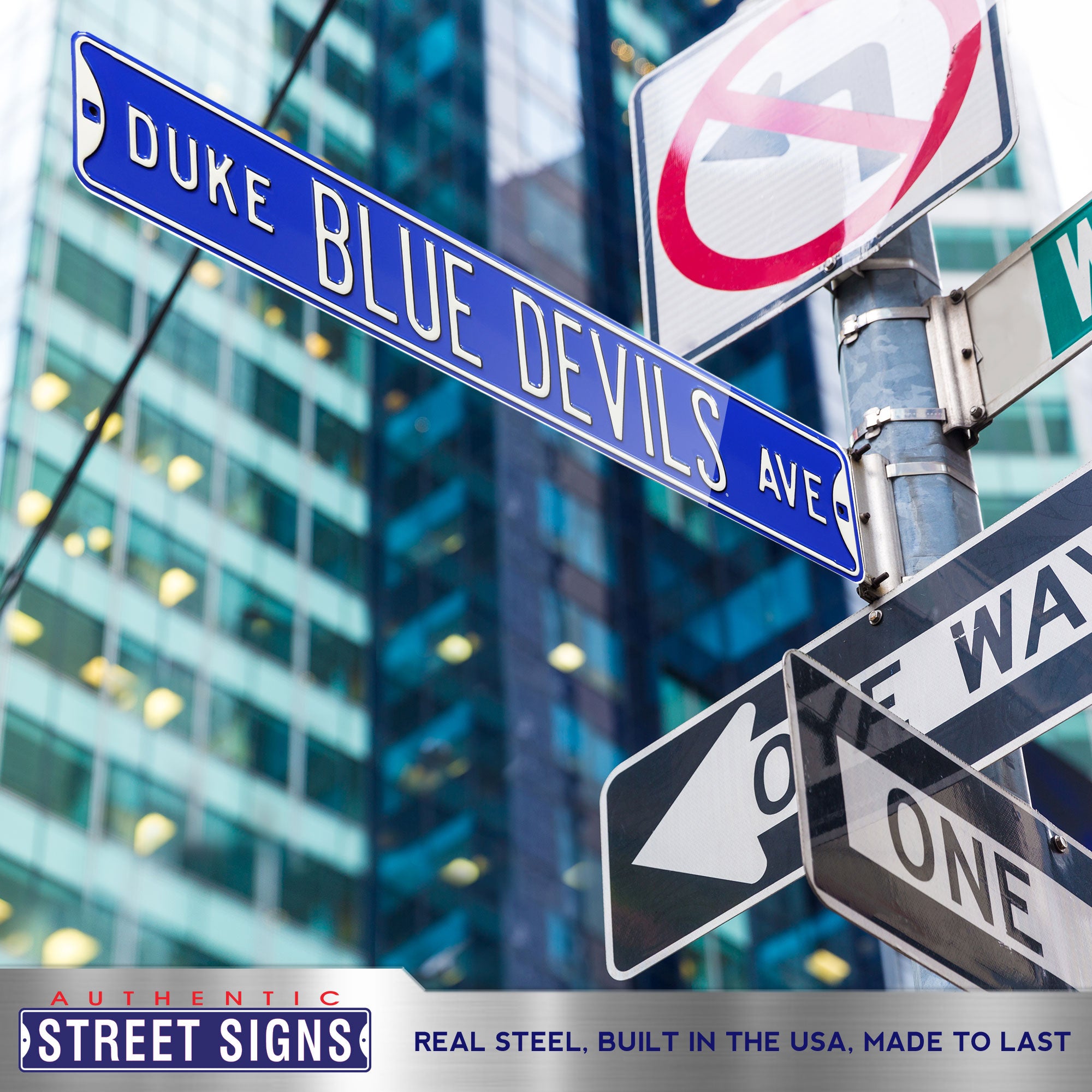 Duke Blue Devils - DUKE BLUE DEVILS AVE - Embossed Steel Street Sign