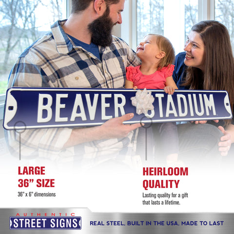 Penn State Nittany Lions - BEAVER STADIUM - Embossed Steel Street Sign