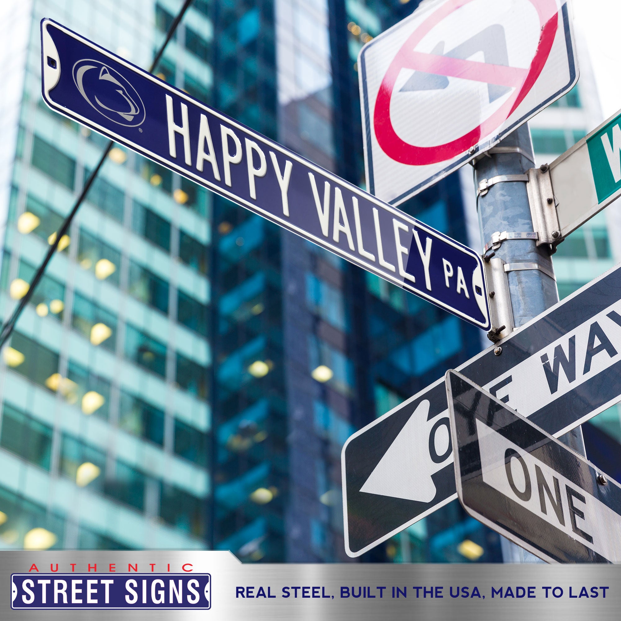 Penn State Nittany Lions - HAPPY VALLEY - Embossed Steel Street Sign
