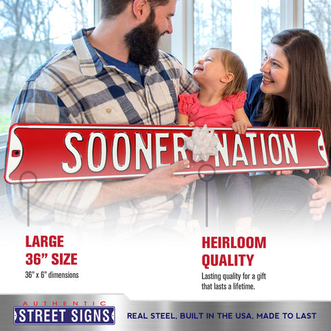 Oklahoma Sooners - SOONER NATION - Embossed Steel Street Sign