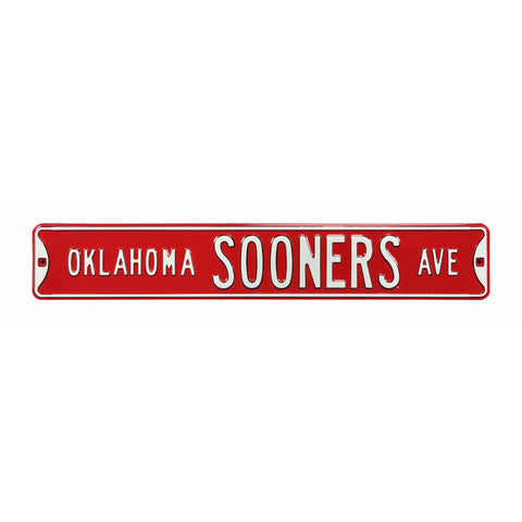 Oklahoma Sooners - OKLAHOMA SOONERS AVE - Embossed Steel Street Sign