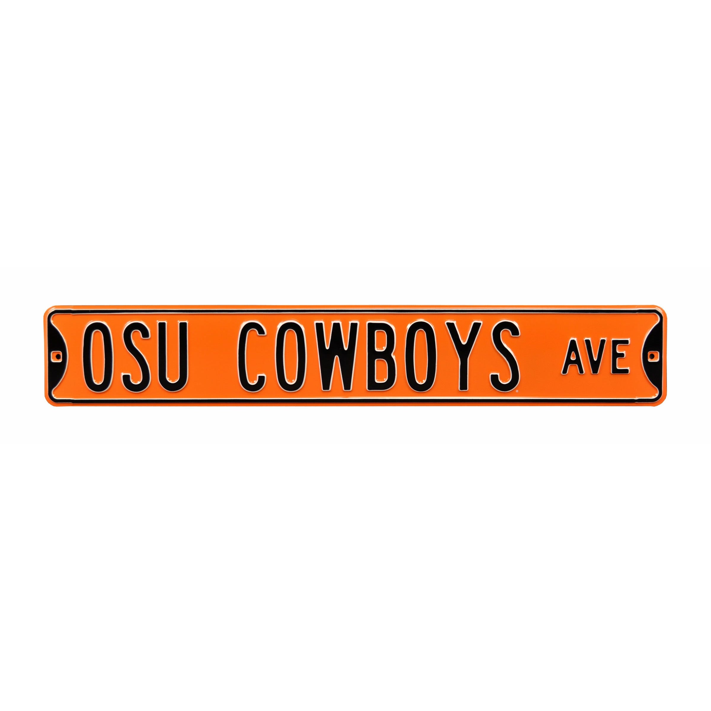 Oklahoma State Cowboys - OSU COWBOYS AVE - Orange Embossed Steel Street Sign