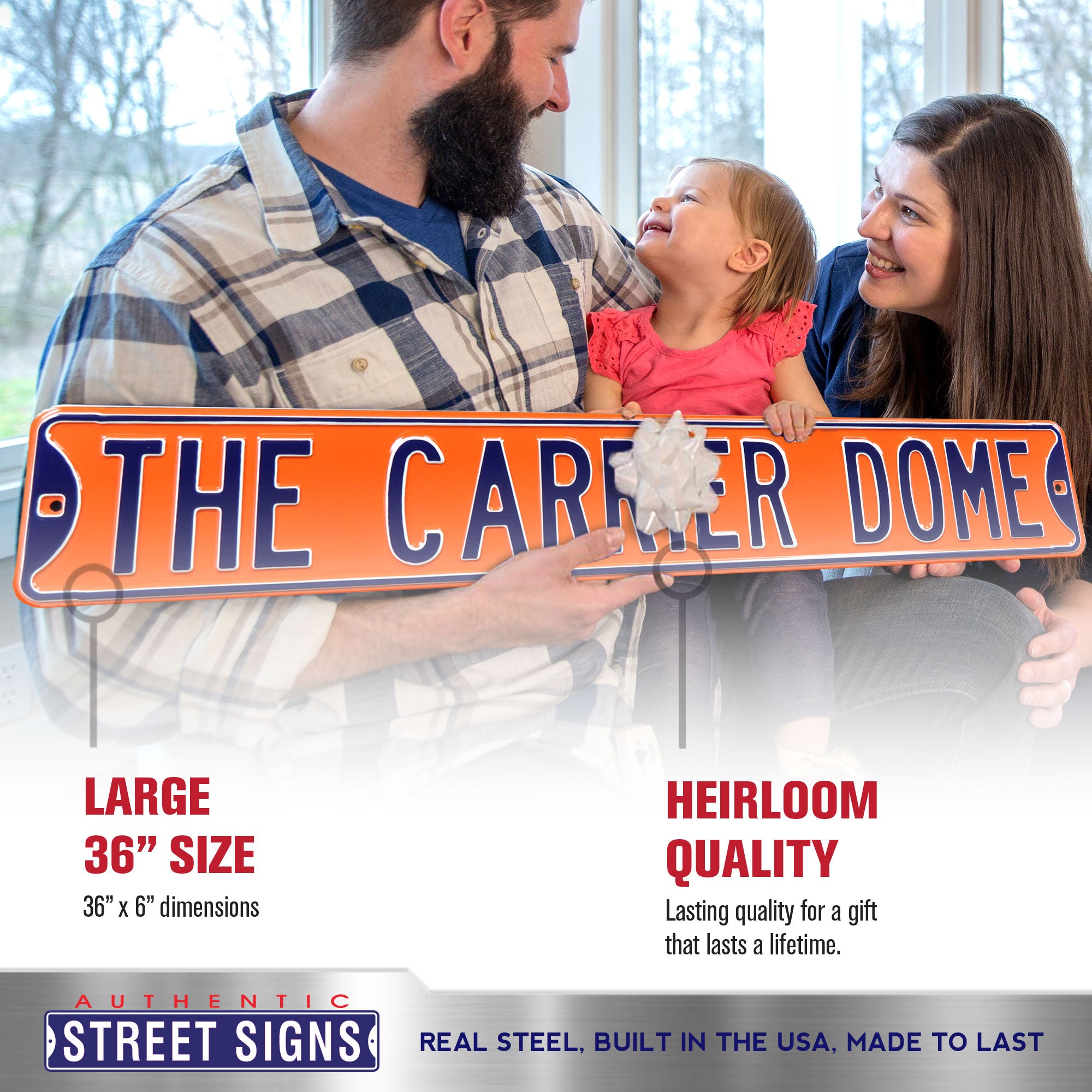 Syracuse Orange - THE CARRIER DOME - Embossed Steel Street Sign