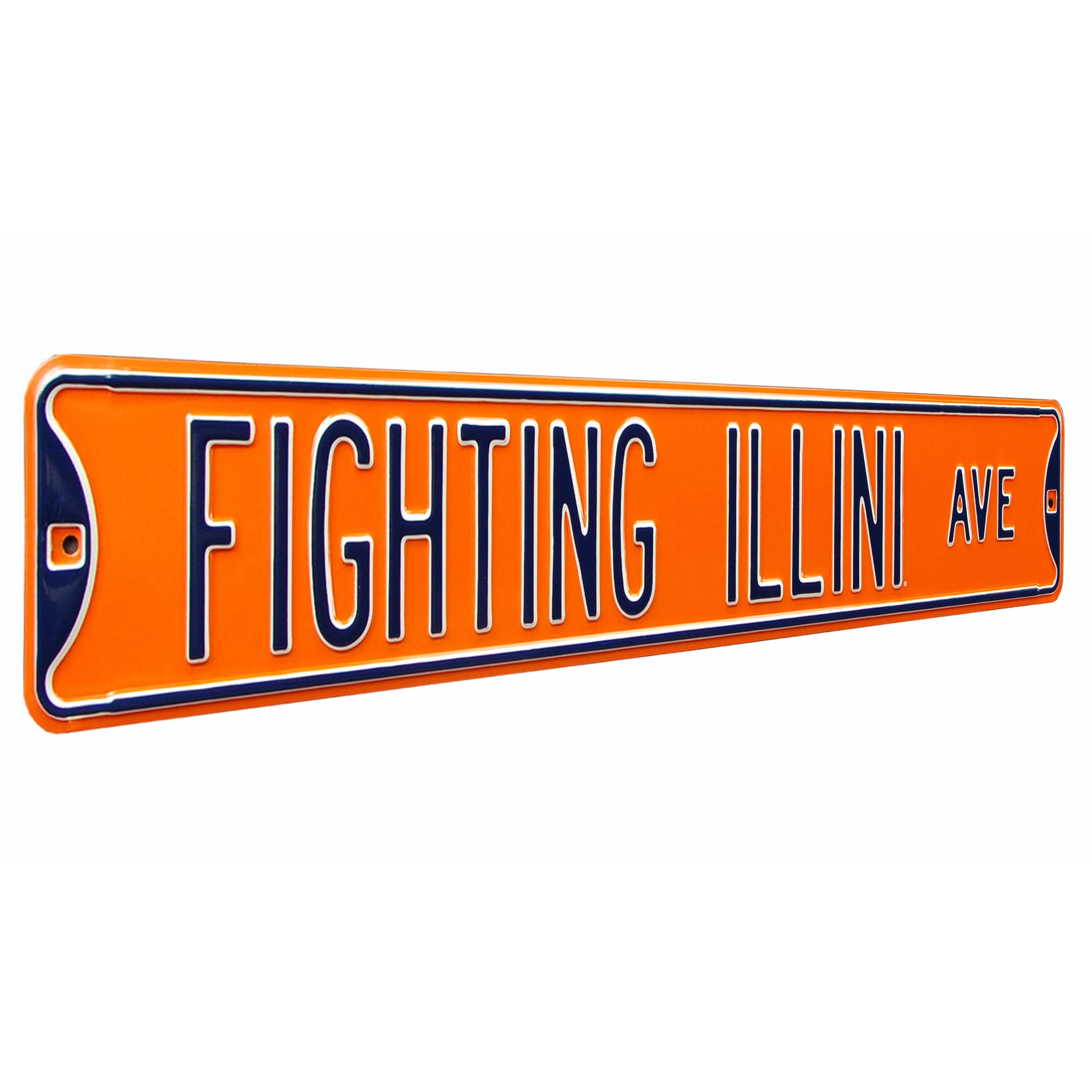 Illinois Fighting Illini - FIGHTING ILLINI AVE - Orange Embossed Steel Street Sign