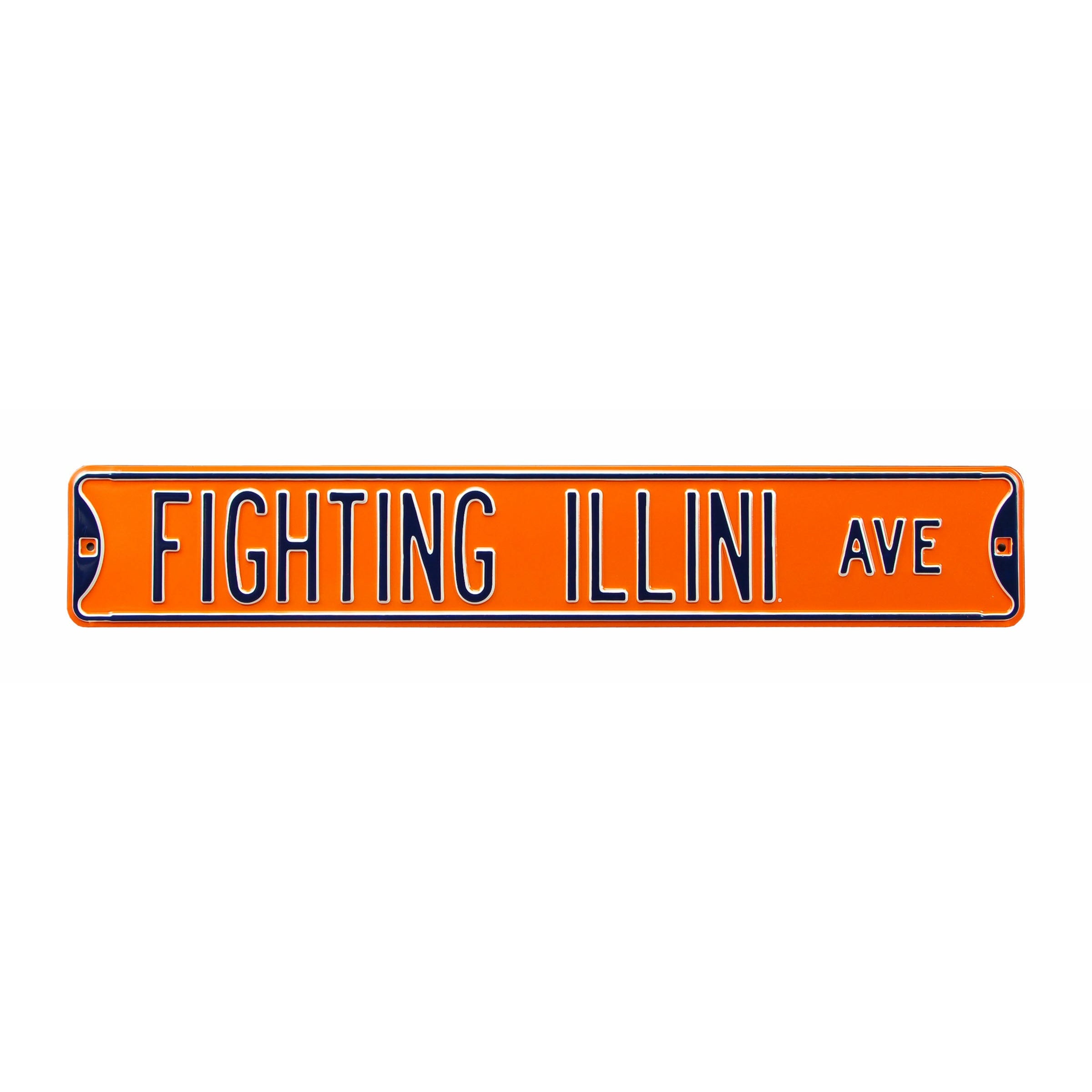 Illinois Fighting Illini - FIGHTING ILLINI AVE - Orange Embossed Steel Street Sign