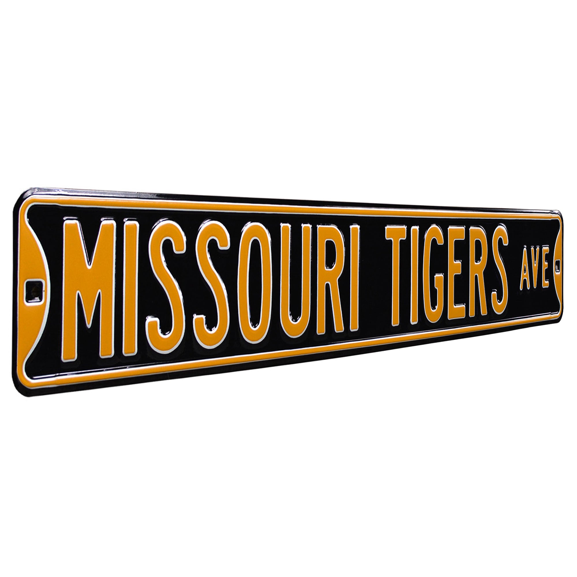 Missouri Tigers - MISSOURI TIGERS AVE - Black Embossed Steel Street Sign