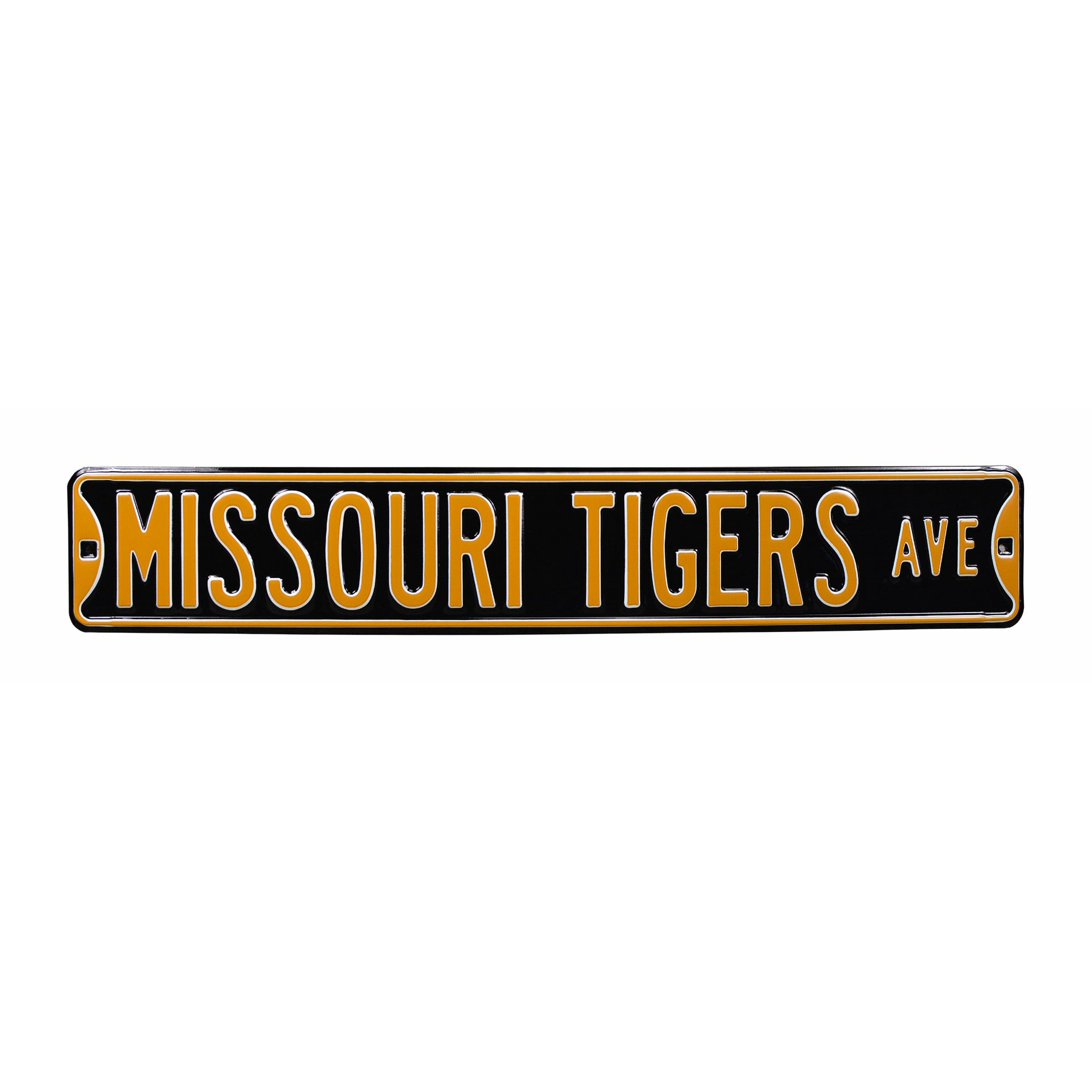 Missouri Tigers - MISSOURI TIGERS AVE - Black Embossed Steel Street Sign