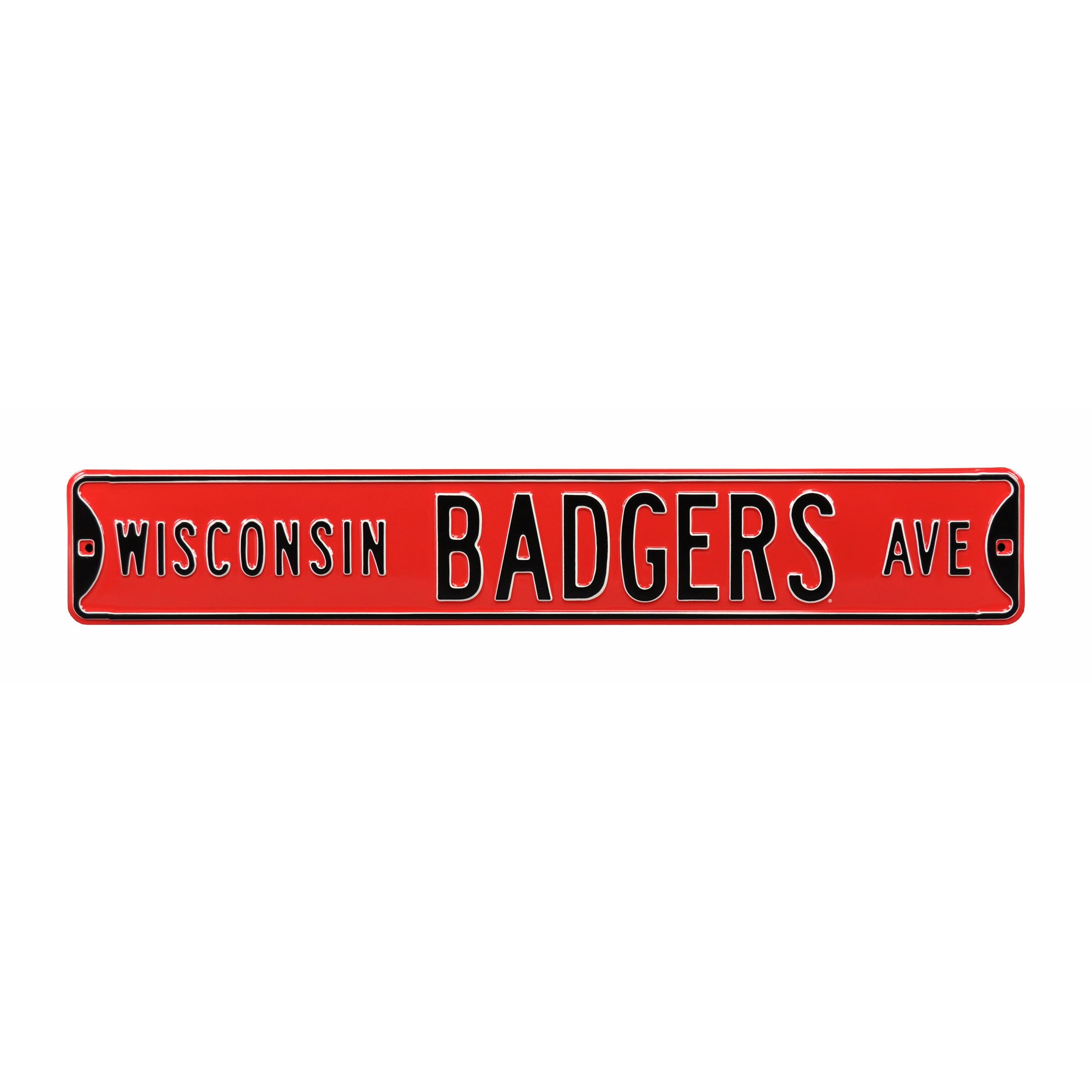 Wisconsin Badgers - BADGERS AVE - Red Embossed Steel Street Sign