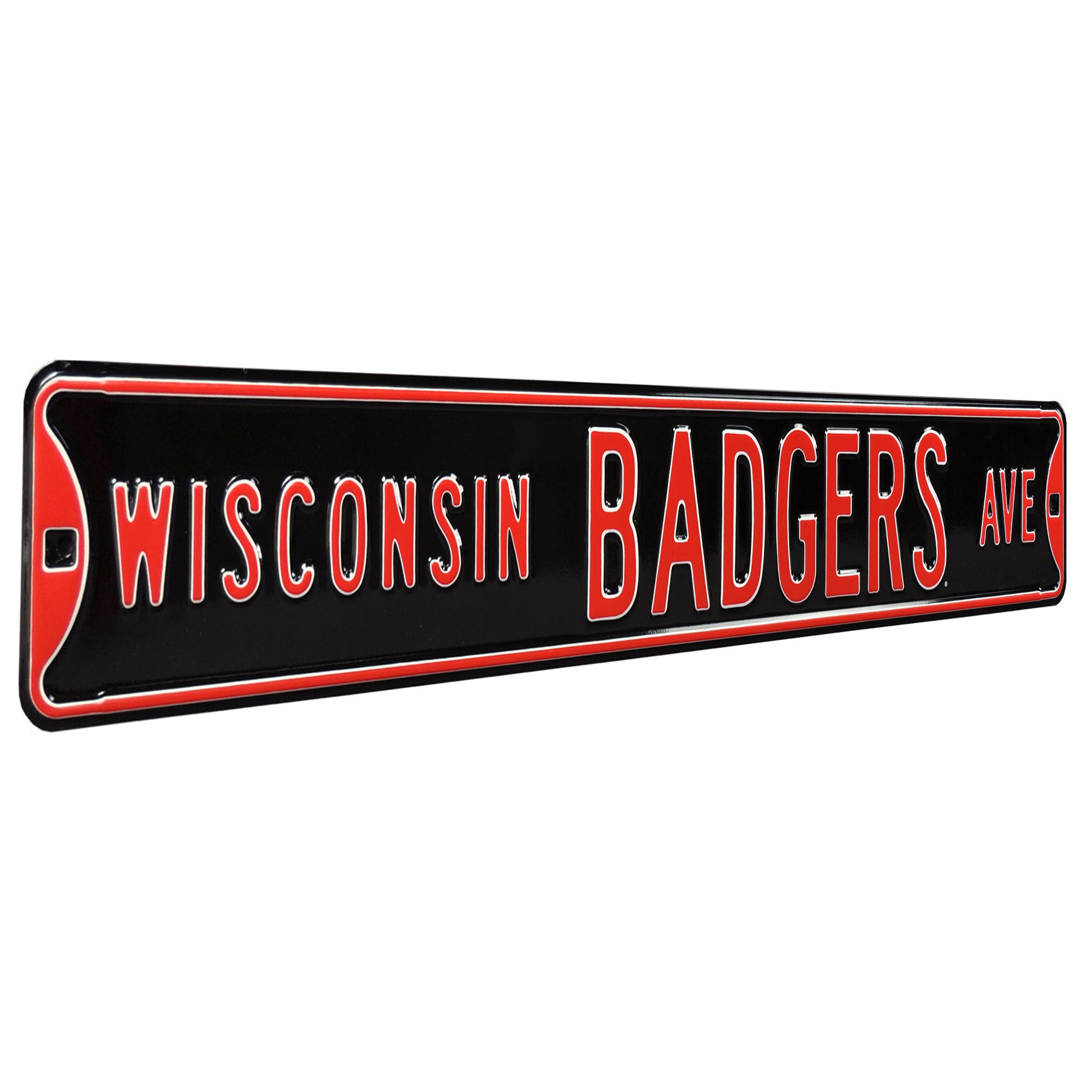 Wisconsin Badgers - BADGERS AVE - Black Embossed Steel Street Sign