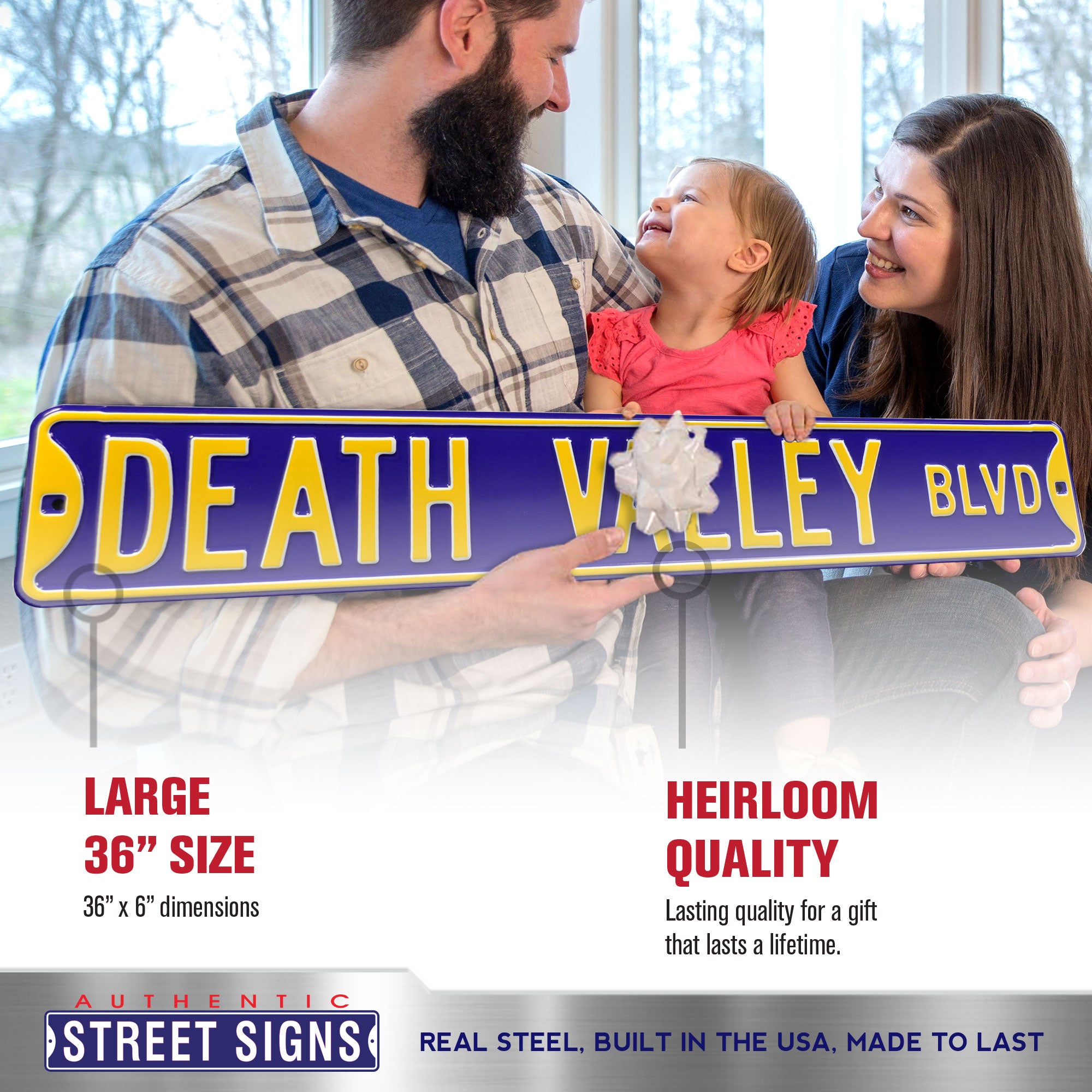 LSU Tigers - DEATH VALLEY BLVD - Embossed Steel Street Sign