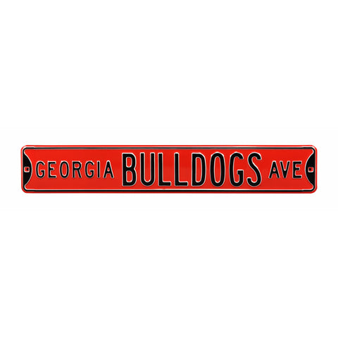 Georgia Bulldogs - BULLDOGS AVE - Red Embossed Steel Street Sign