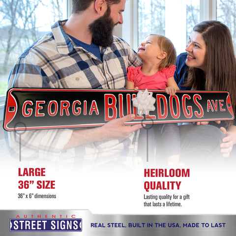 Georgia Bulldogs - BULLDOGS AVE - Black Embossed Steel Street Sign