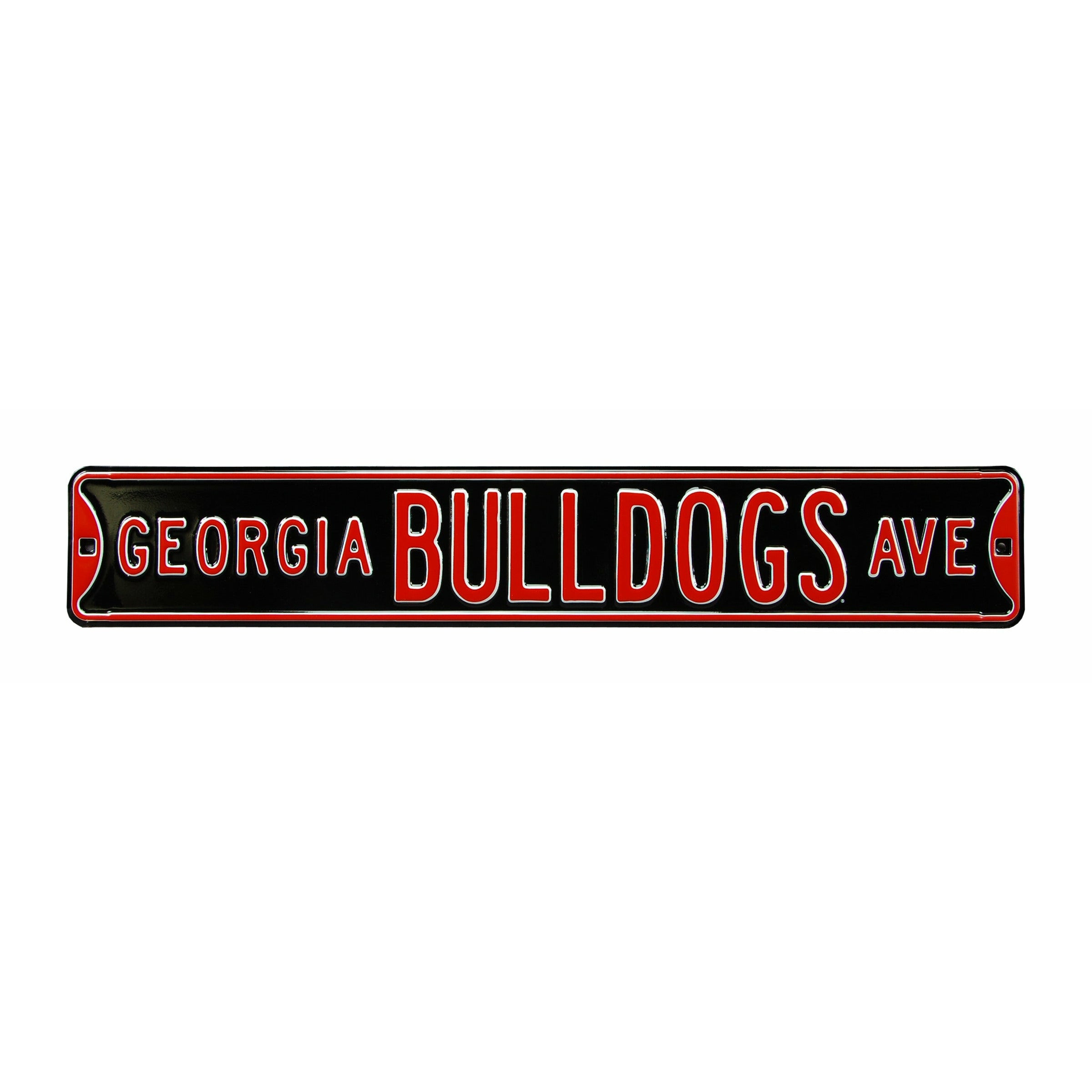 Georgia Bulldogs - BULLDOGS AVE - Black Embossed Steel Street Sign