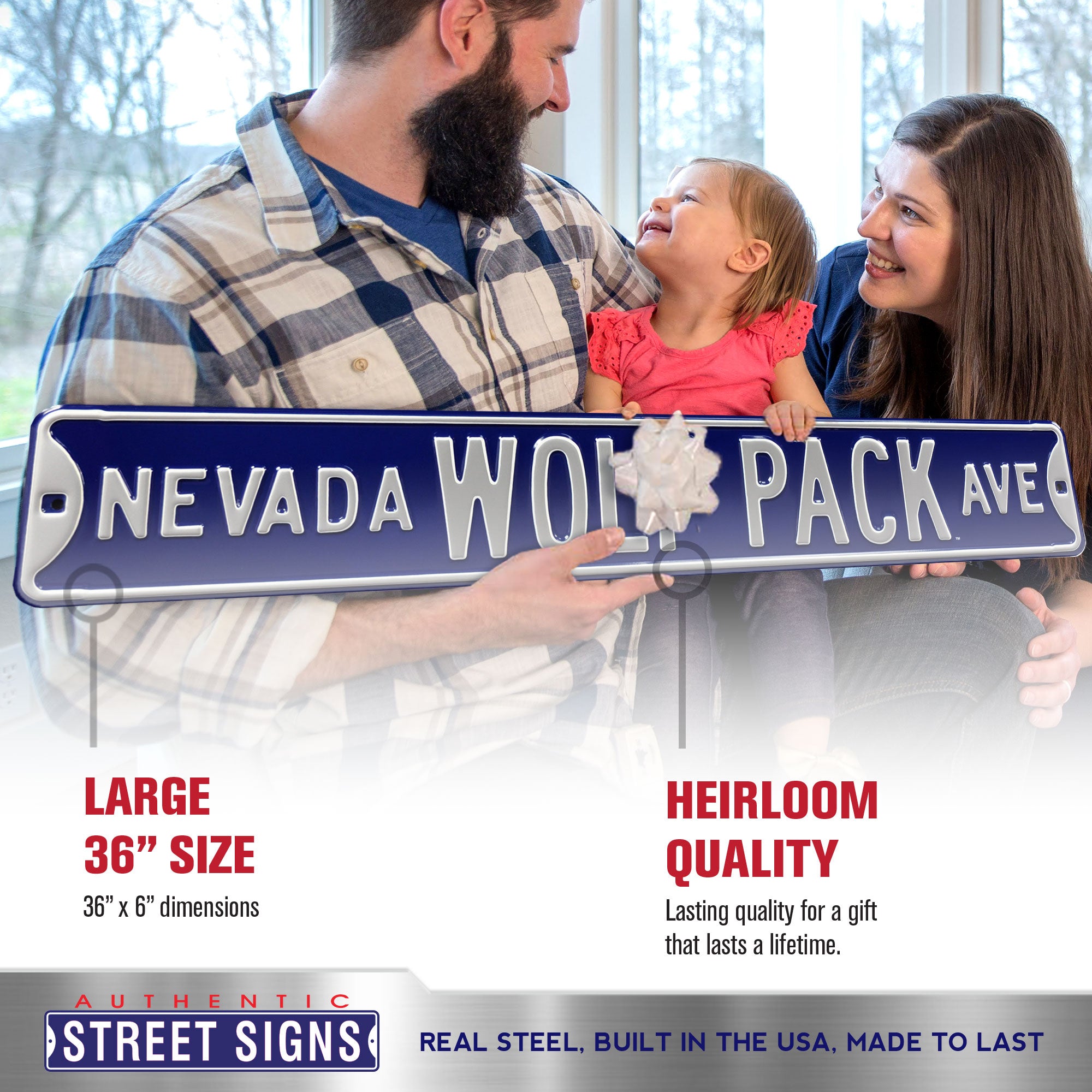 Nevada Wolfpack - NEVADA WOLF PACK AVE - Embossed Steel Street Sign