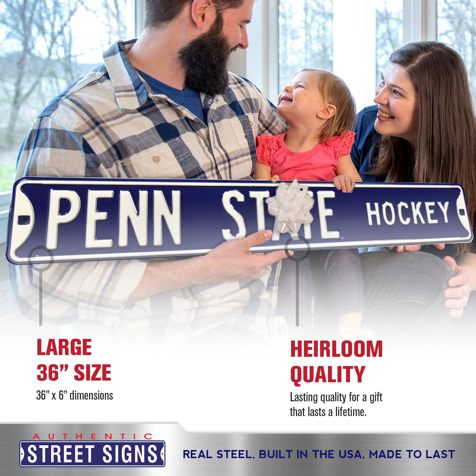 Penn State Nittany Lions - PENN STATE HOCKEY - Embossed Steel Street Sign