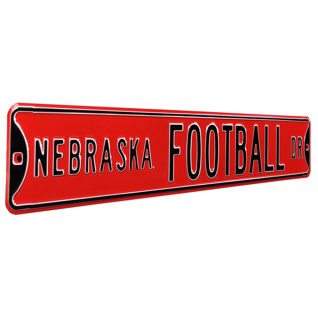 Nebraska Cornhuskers - NEBRASKA FOOTBALL DR - Embossed Steel Street Sign