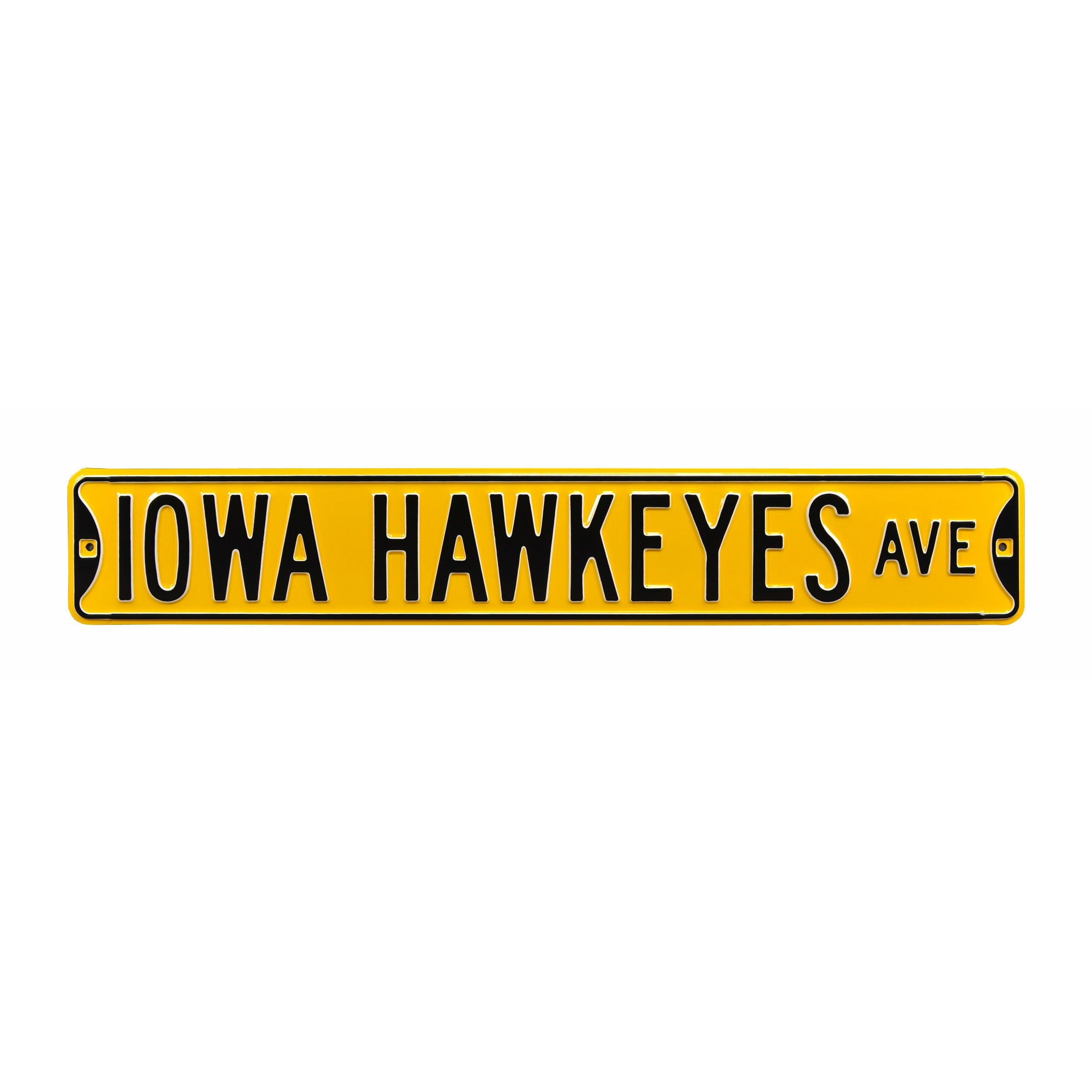 Iowa Hawkeyes - IOWA HAWKEYES AVE - Embossed Steel Street Sign
