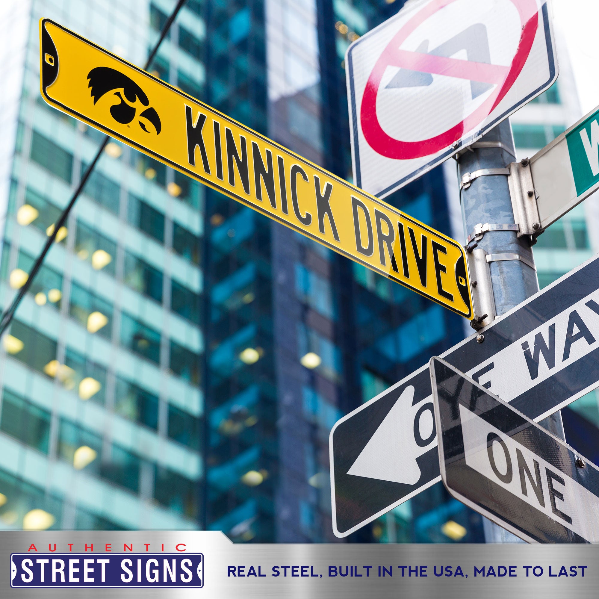 Iowa Hawkeyes - KINNICK DRIVE - Embossed Steel Street Sign