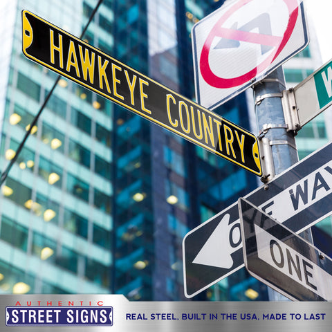 Iowa Hawkeyes - HAWKEYE COUNTRY - Embossed Steel Street Sign