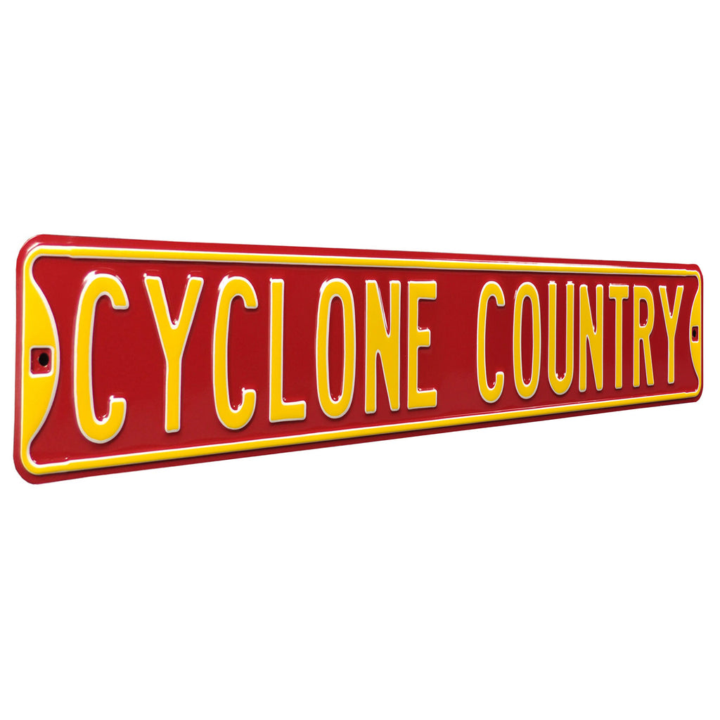 Iowa State Cyclones - CYCLONE COUNTRY - Embossed Steel Street Sign