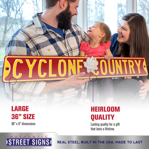 Iowa State Cyclones - CYCLONE COUNTRY - Embossed Steel Street Sign