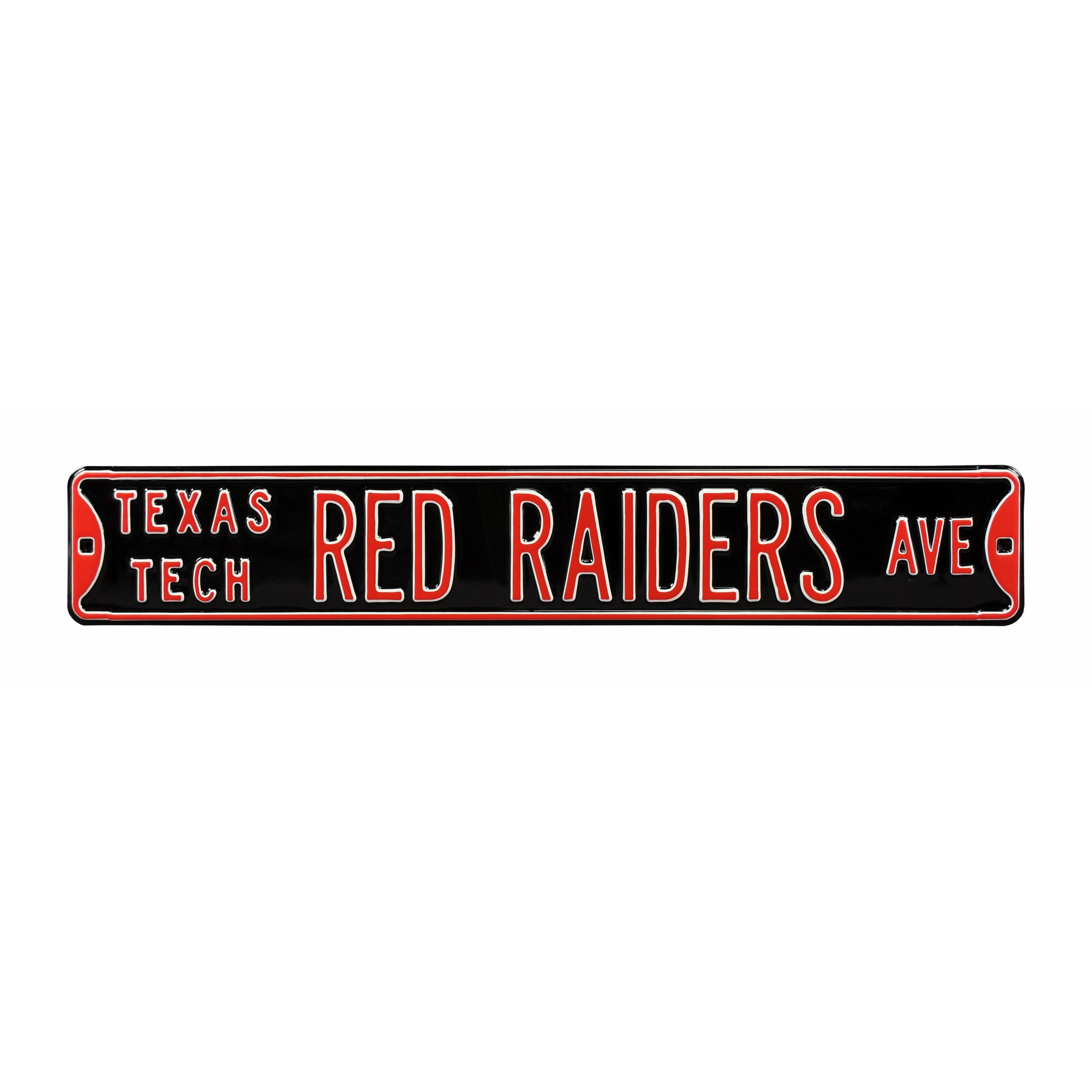 Texas Tech Red Raiders - RED RAIDERS AVE - Black Embossed Steel Street Sign
