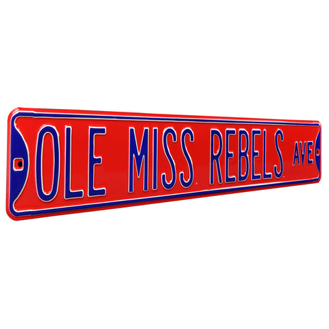 Ole Miss Rebels - OLE MISS REBELS AVE - Embossed Steel Street Sign