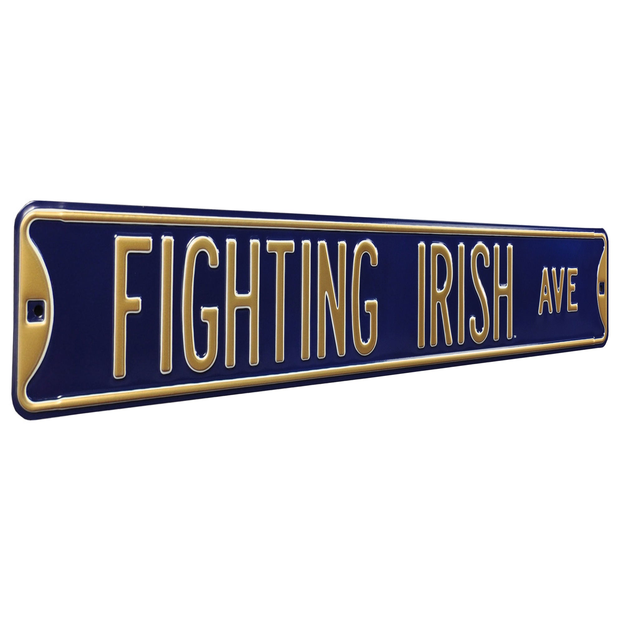 Notre Dame Fighting Irish - FIGHTING IRISH AVE - Navy Embossed Steel Street Sign
