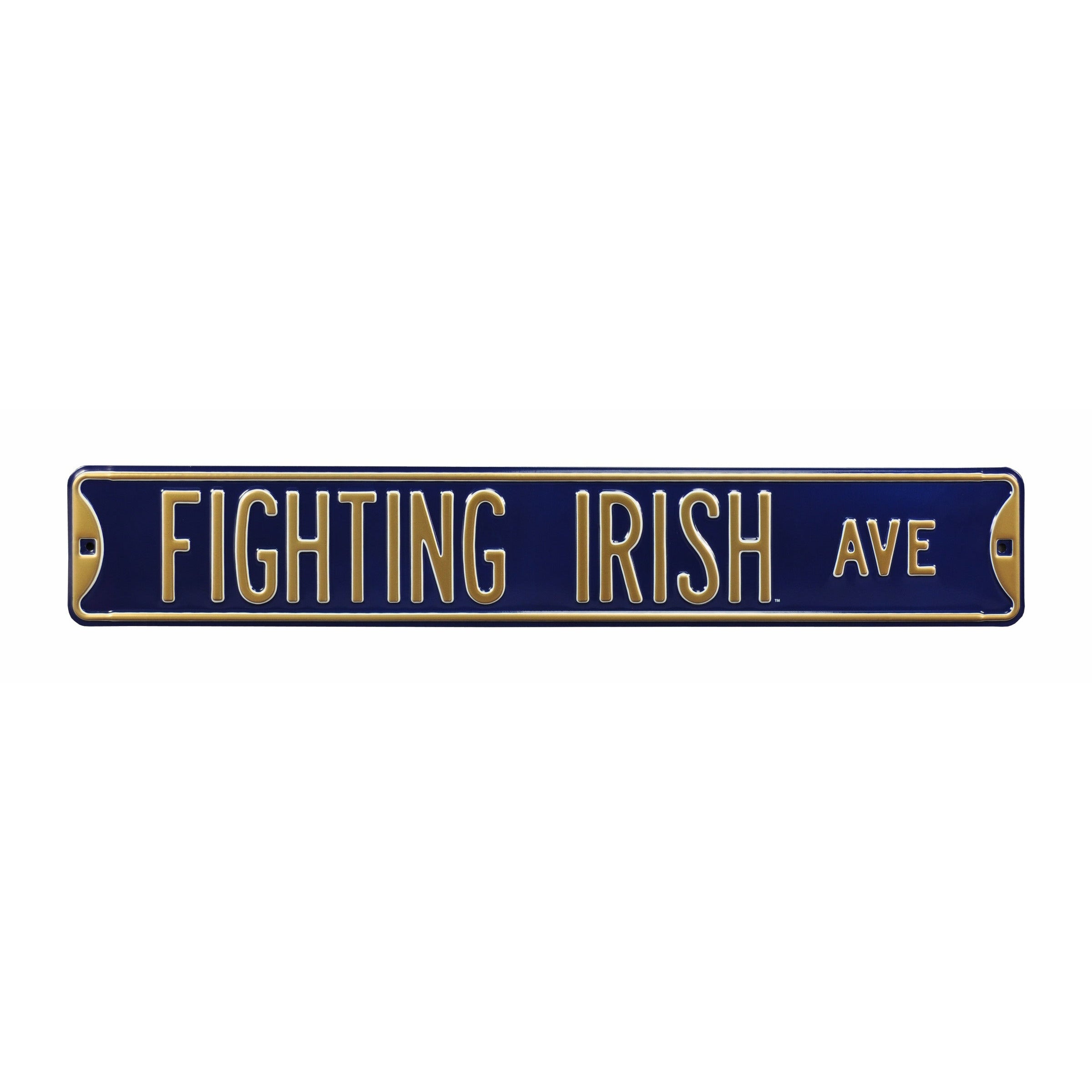 Notre Dame Fighting Irish - FIGHTING IRISH AVE - Navy Embossed Steel Street Sign