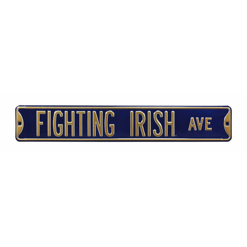 Notre Dame Fighting Irish - FIGHTING IRISH AVE - Navy Embossed Steel Street Sign