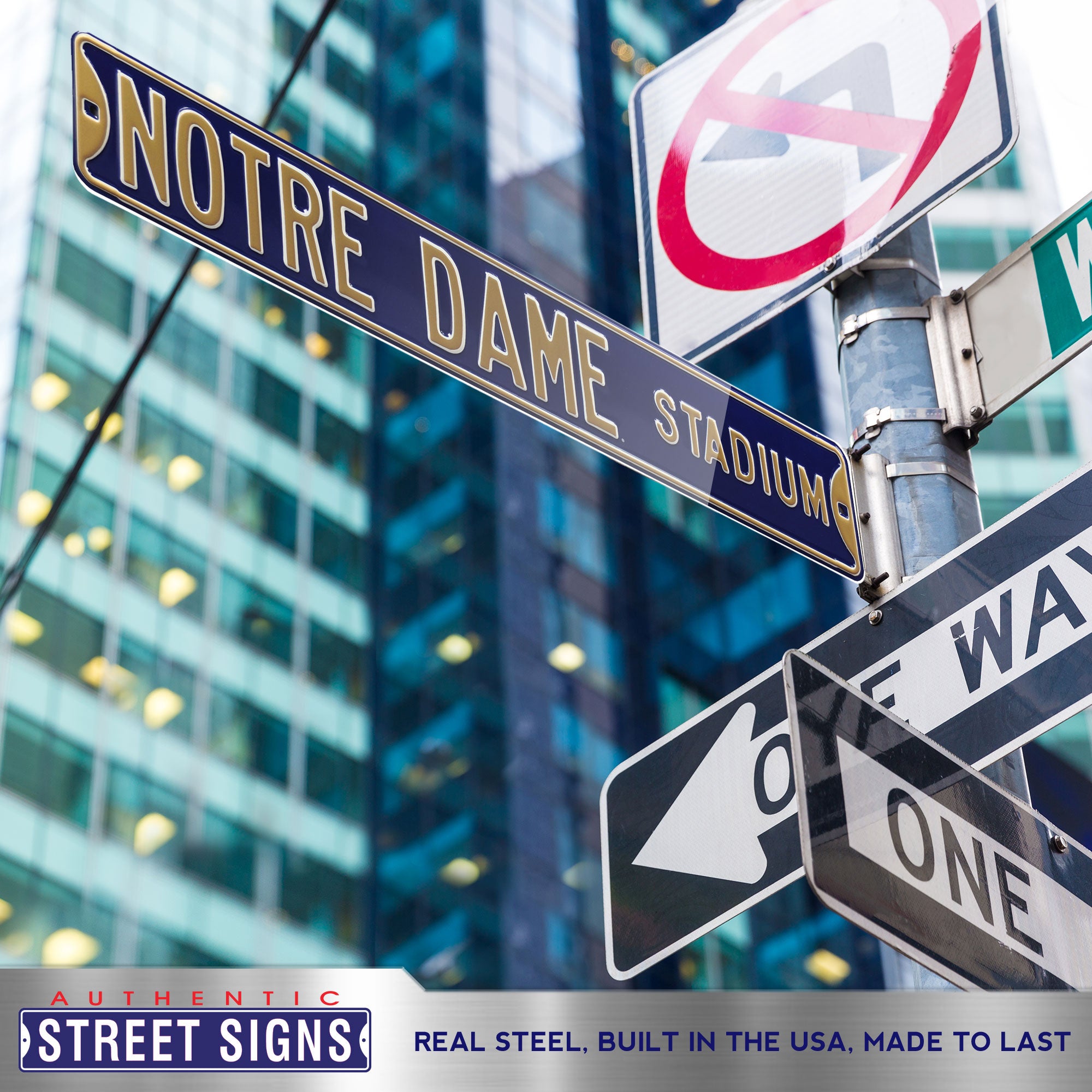 Notre Dame Fighting Irish - NOTRE DAME STADIUM - Embossed Steel Street Sign