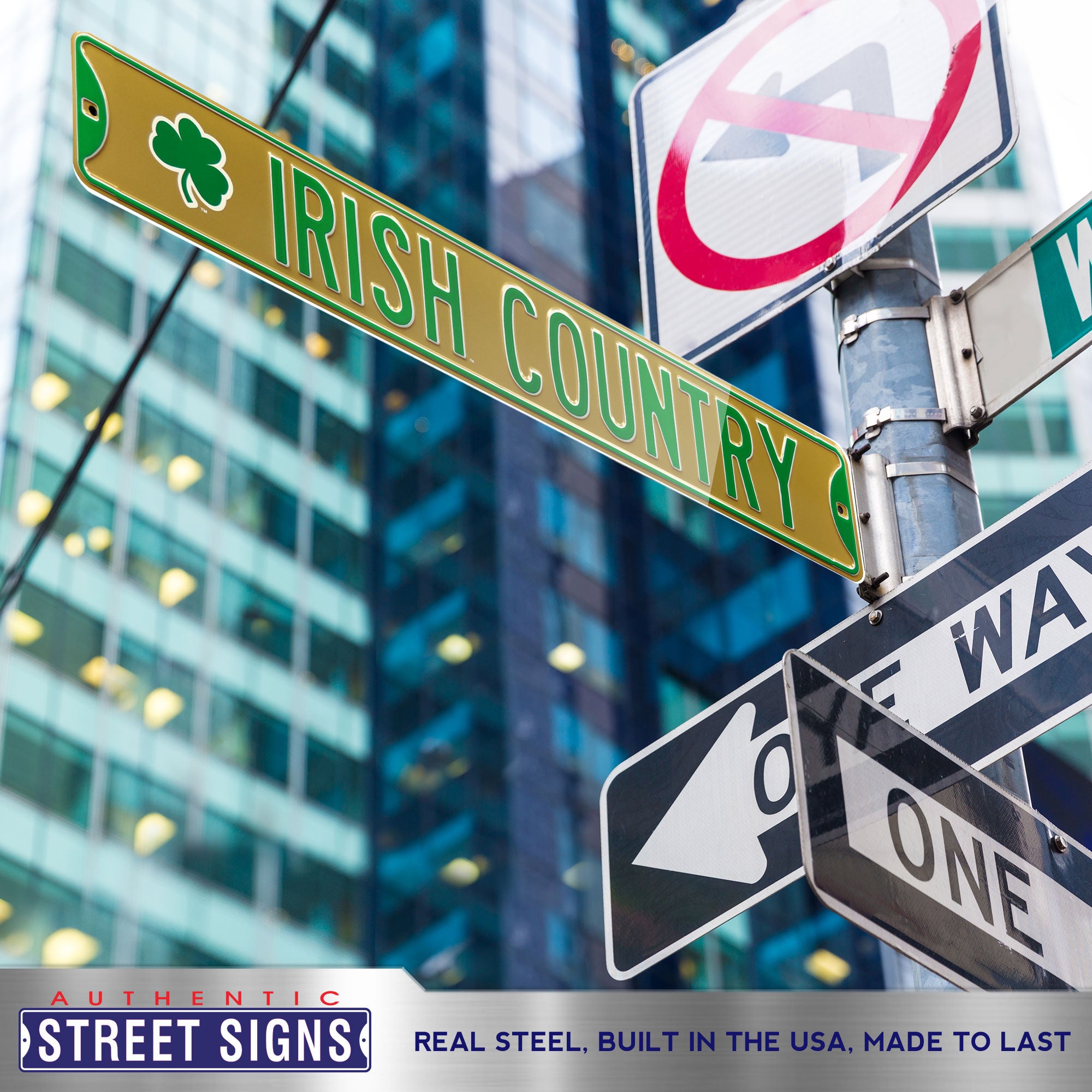 Notre Dame Fighting Irish - IRISH COUNTRY - Embossed Steel Street Sign
