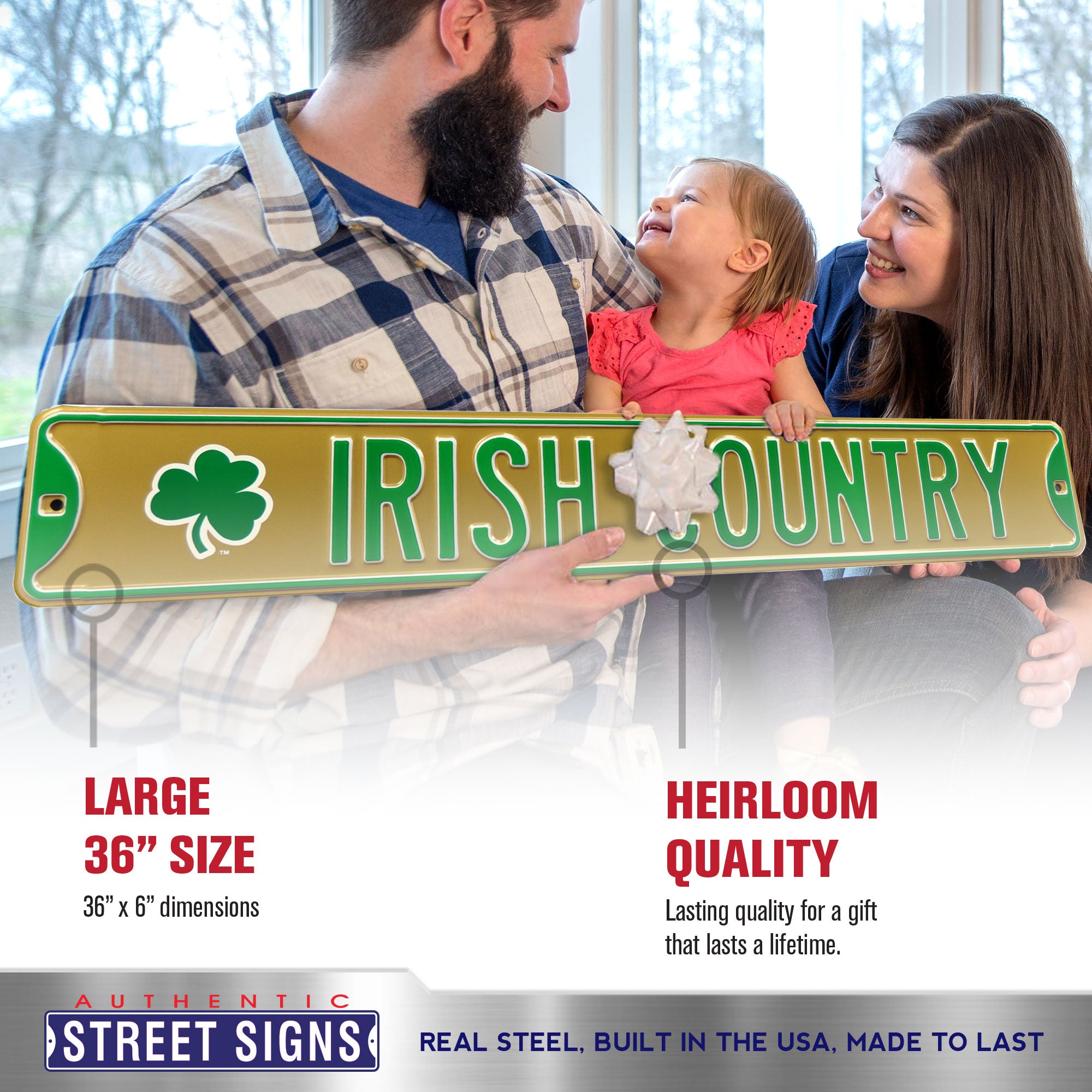 Notre Dame Fighting Irish - IRISH COUNTRY - Embossed Steel Street Sign
