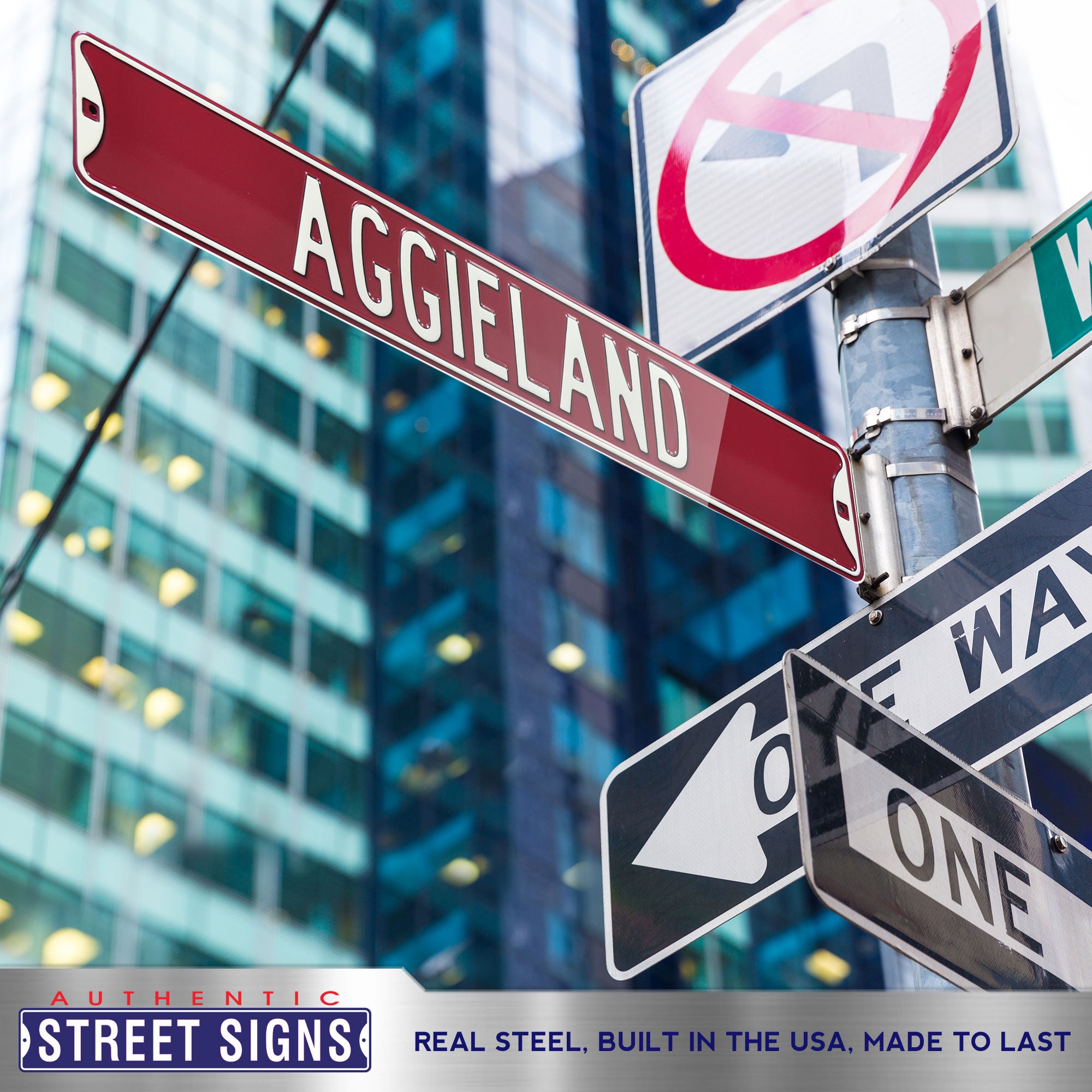 Texas A&M Aggies - AGGIELAND - Embossed Steel Street Sign