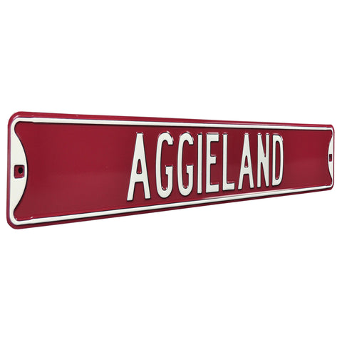Texas A&M Aggies - AGGIELAND - Embossed Steel Street Sign