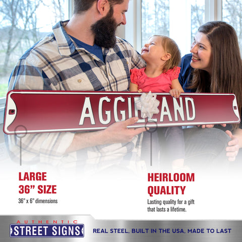 Texas A&M Aggies - AGGIELAND - Embossed Steel Street Sign