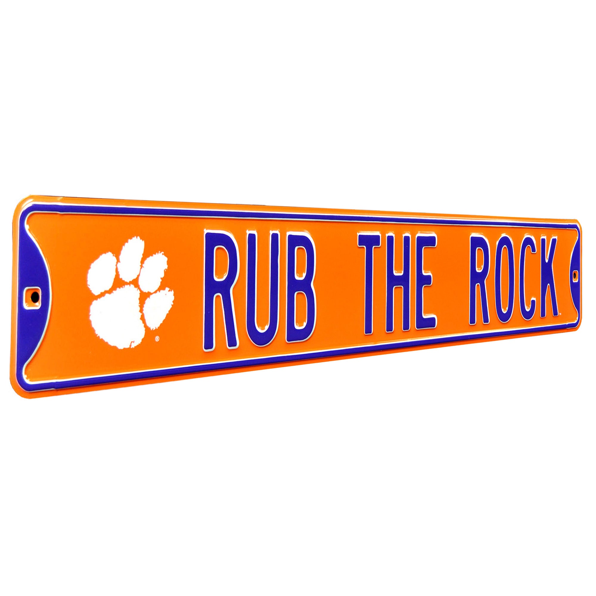 Clemson Tigers - RUB THE ROCK - Embossed Steel Street Sign