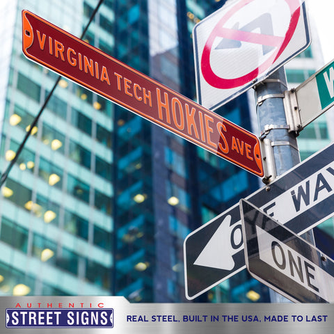 Virginia Tech Hokies - HOKIES AVE - Embossed Steel Street Sign