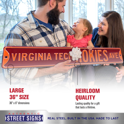 Virginia Tech Hokies - HOKIES AVE - Embossed Steel Street Sign