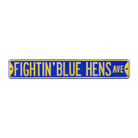 Delaware Blue Hens - FIGHTIN' BLUE HENS AVE - Embossed Steel Street Sign
