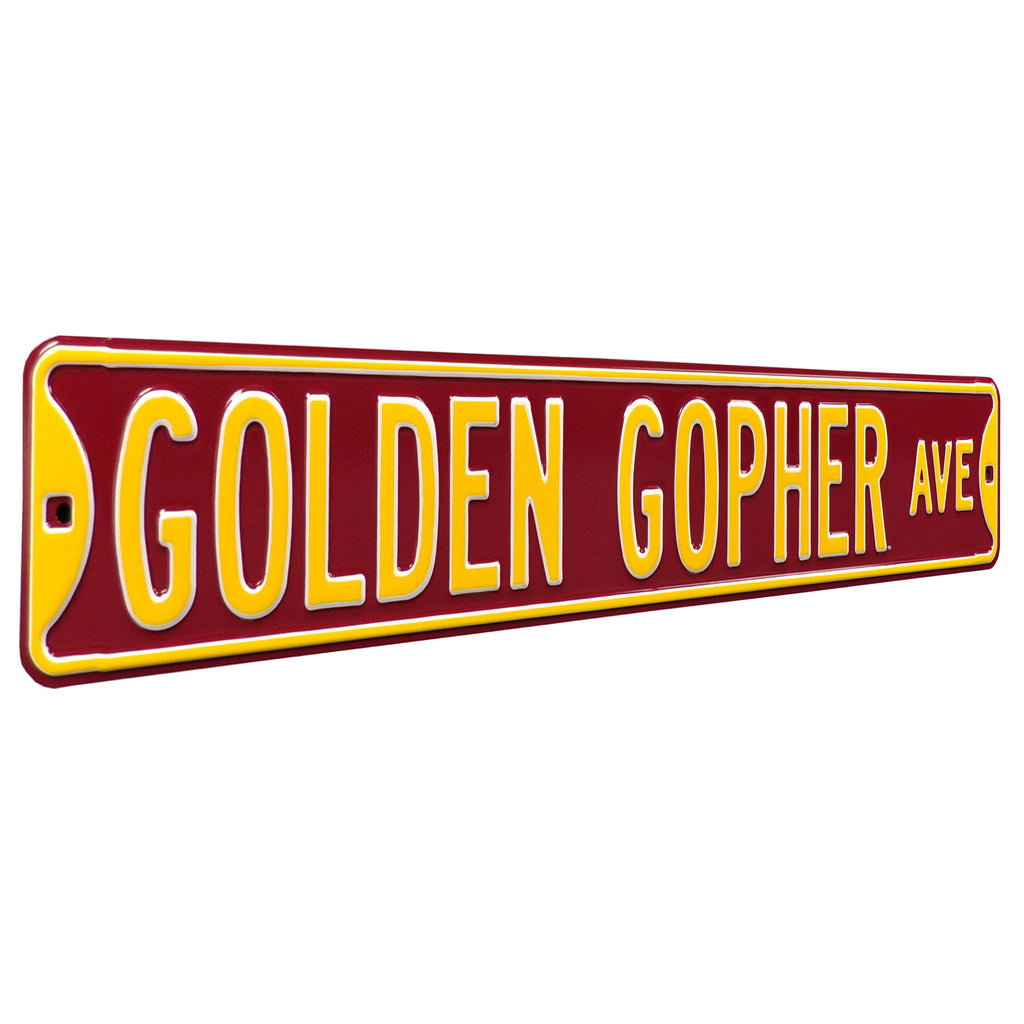 Minnesota Golden Gophers - GOLDEN GOPHER AVE - Embossed Steel Street Sign