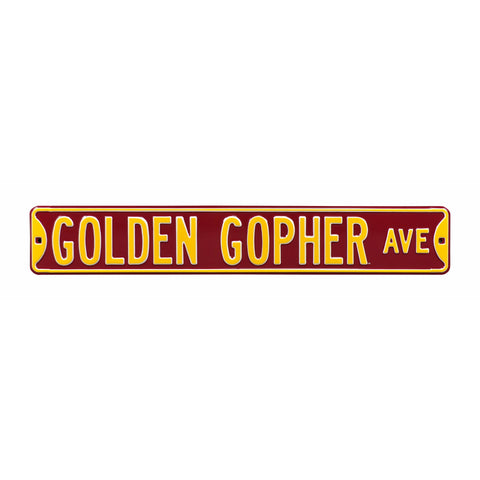 Minnesota Golden Gophers - GOLDEN GOPHER AVE - Embossed Steel Street Sign