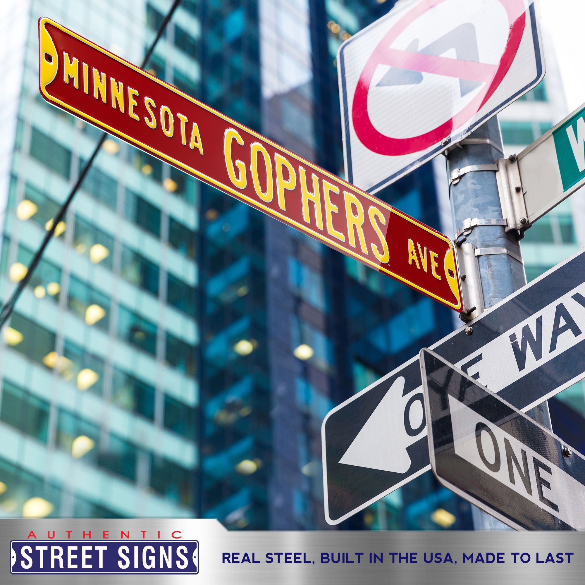 Minnesota Golden Gophers - MINNESOTA GOPHERS AVE - Embossed Steel Street Sign