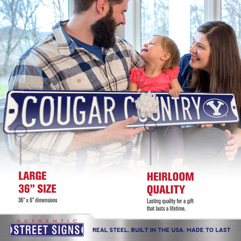 BYU Cougars - COUGAR COUNTRY - Embossed Steel Street Sign