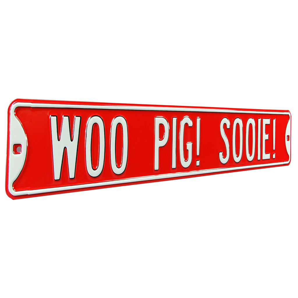Arkansas Razorbacks - WOO PIG! SOOIE! - Embossed Steel Street Sign
