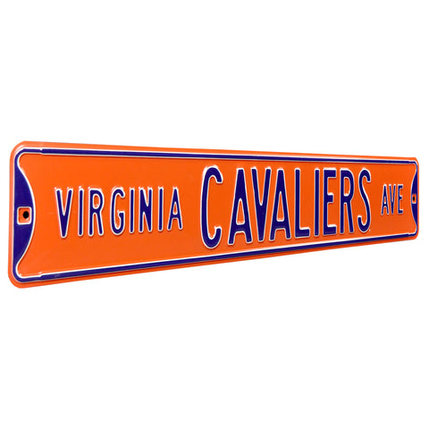 Virginia Cavaliers - CAVALIERS AVE - Orange Embossed Steel Street Sign