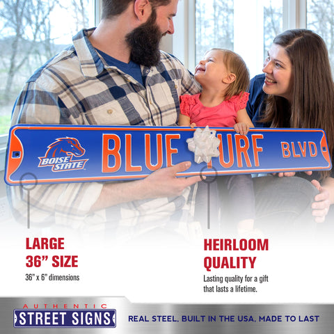 Boise State Broncos - BLUE TURF BLVD - Vintage Embossed Steel Street Sign