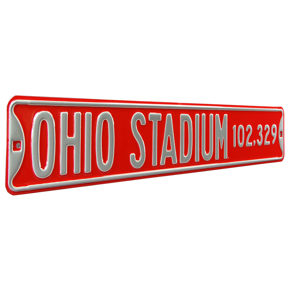 Ohio State Buckeyes - OHIO STADIUM 102,329 - Embossed Steel Street Sign