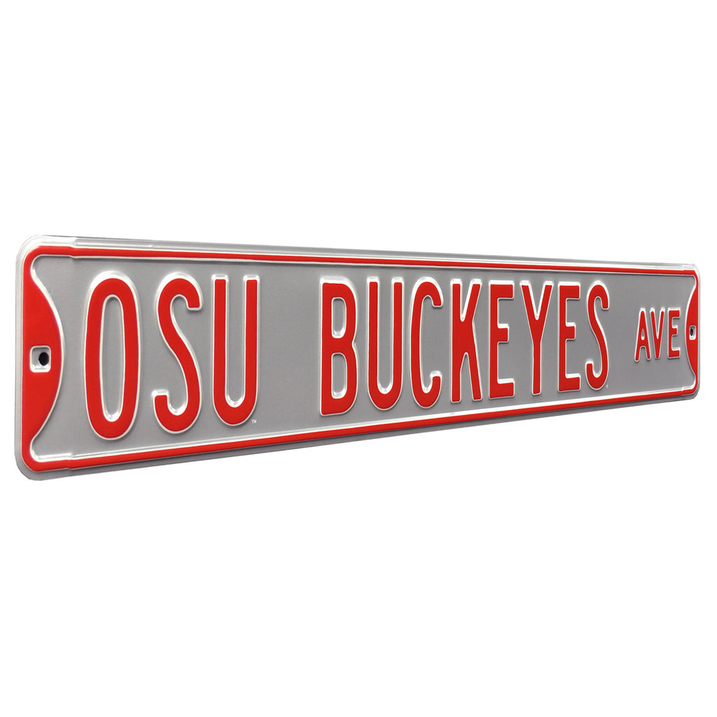 Ohio State Buckeyes - OSU BUCKEYES AVE - Embossed Steel Street Sign