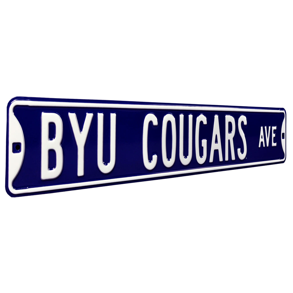 BYU Cougars - BYU COUGARS AVE - Embossed Steel Street Sign